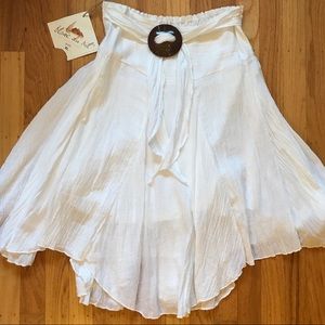 Blanc du Nil cotton gauze smock-waist skirt XL